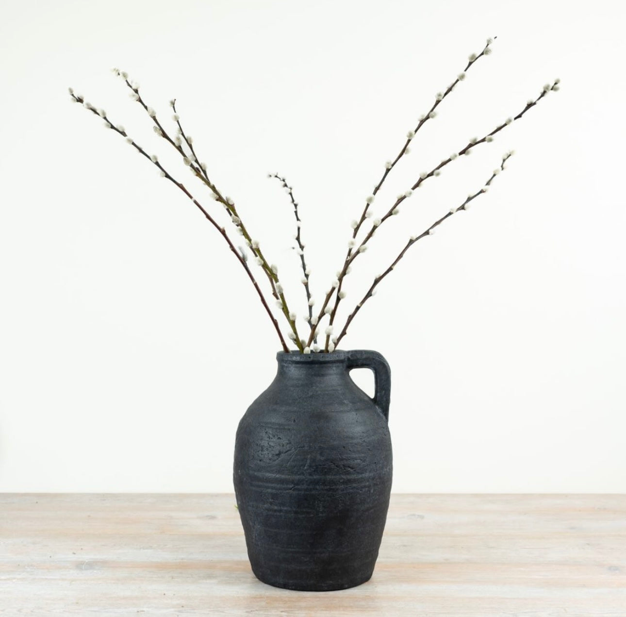 Farmhouse Jug Vase 23cm – Rustic Ceramic Pitcher Vase Neutral Home Decor Ellie Jug with Handle