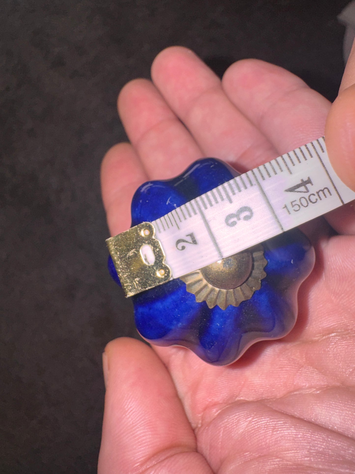 Flower Design Door Knob – 7cm Blue Vintage Ceramic Drawer Pull, Floral Cabinet Handle