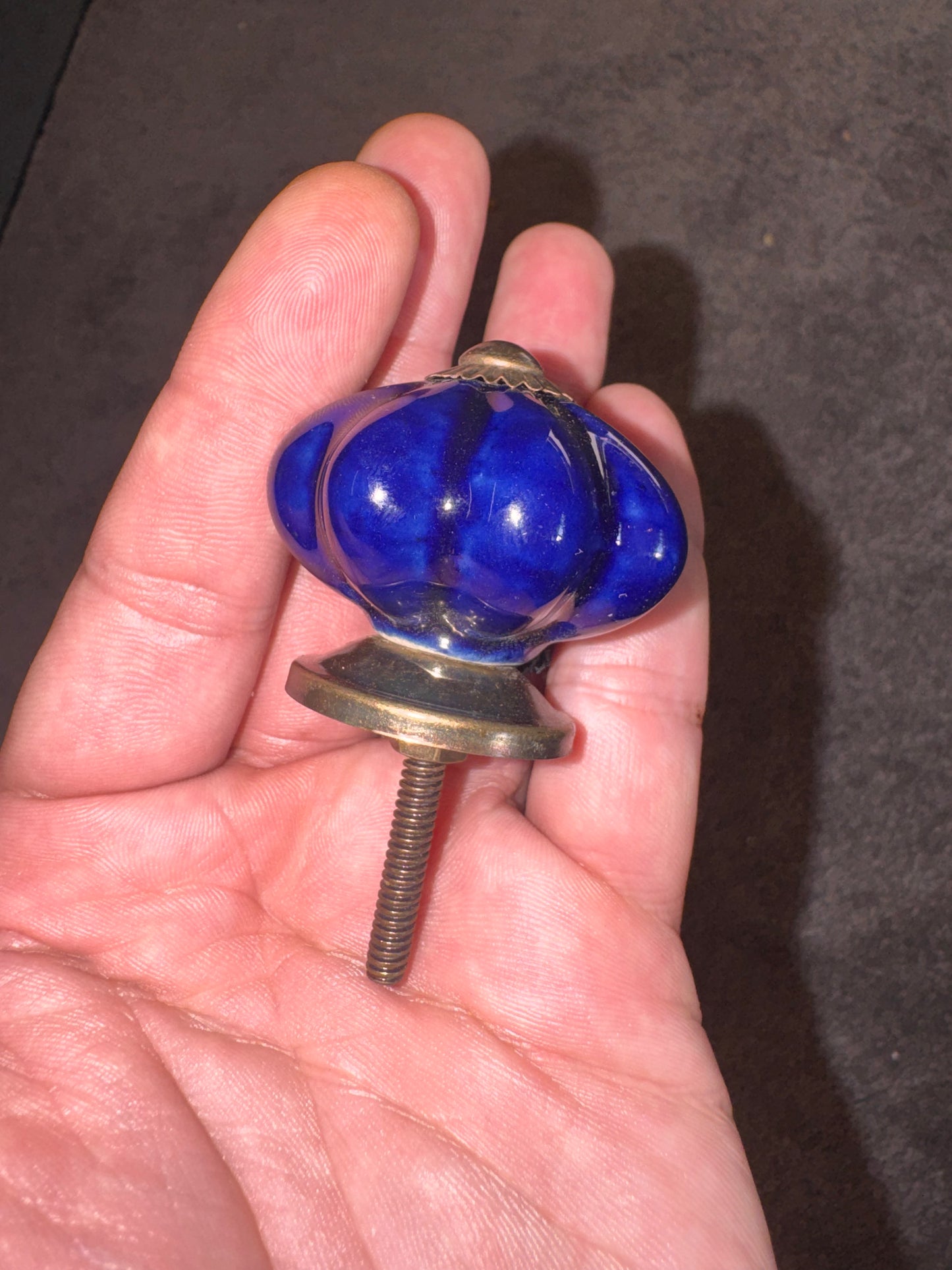 Flower Design Door Knob – 7cm Blue Vintage Ceramic Drawer Pull, Floral Cabinet Handle