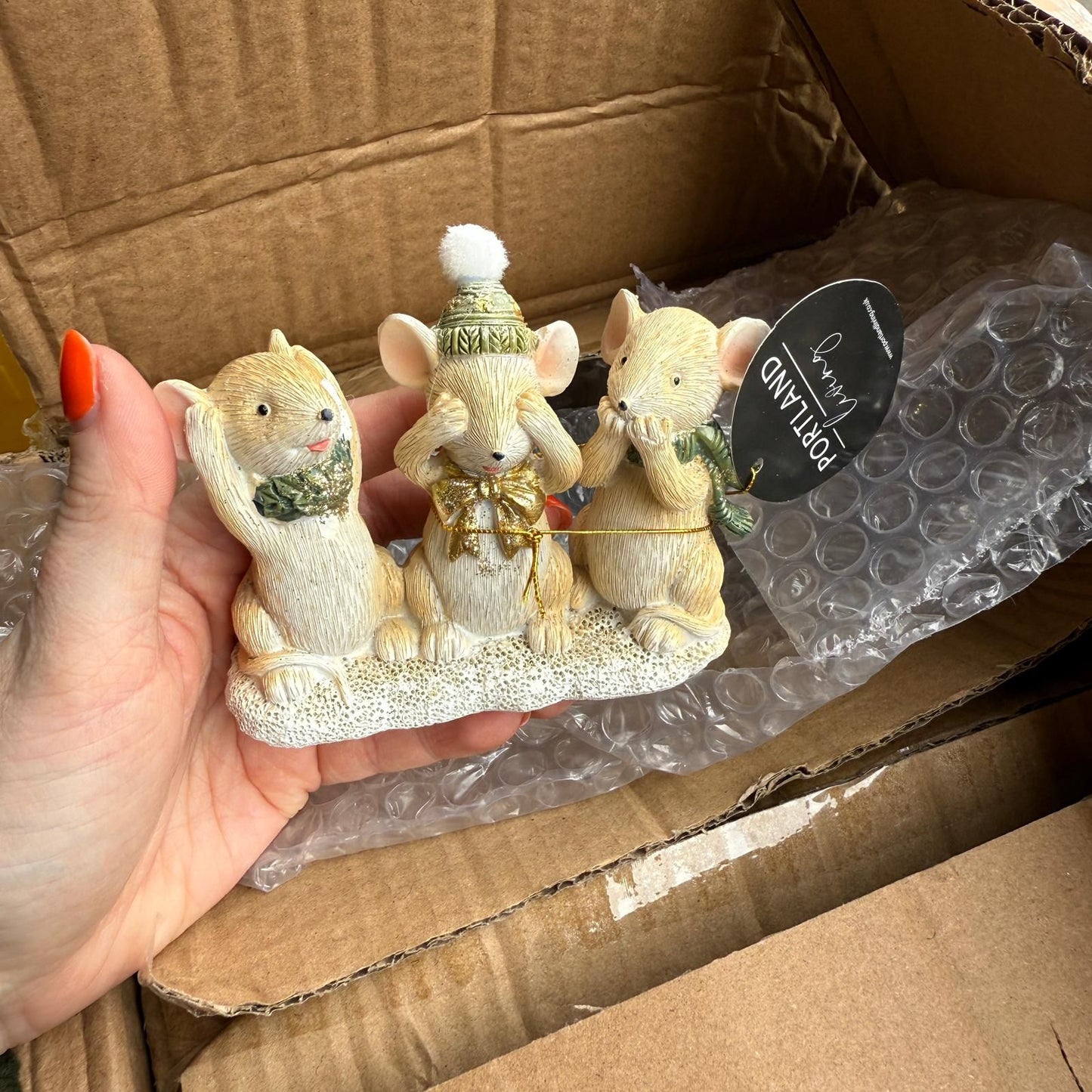 Hear No, Festive Mice Ornament