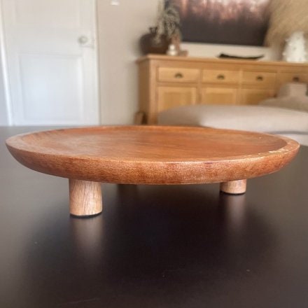Round Wooden Tray with Feet - 25cm Mango Wood Tray