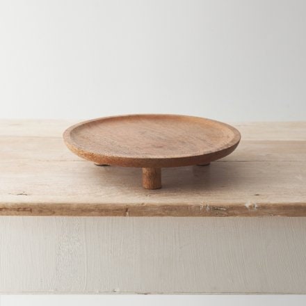 Round Wooden Tray with Feet - 25cm Mango Wood Tray