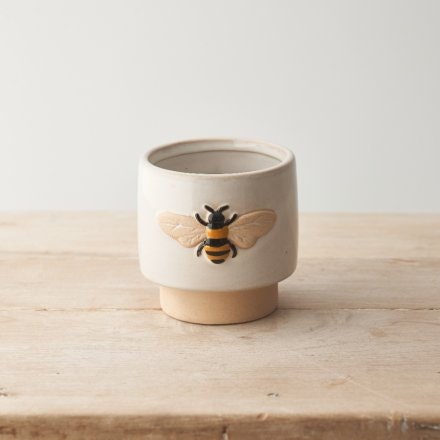 11.5cm Bee Stoneware Planter - Charming Garden Decor Accent for Nature Enthusiasts