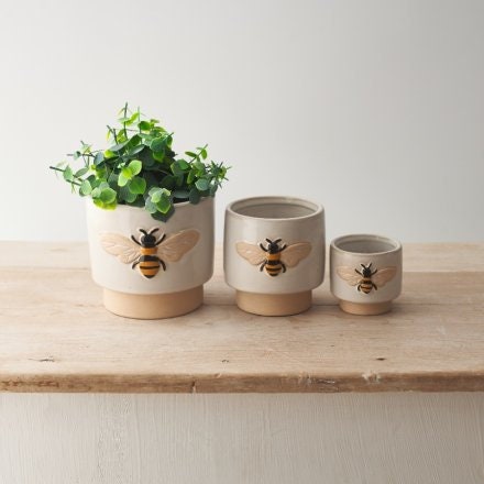 11.5cm Bee Stoneware Planter - Charming Garden Decor Accent for Nature Enthusiasts
