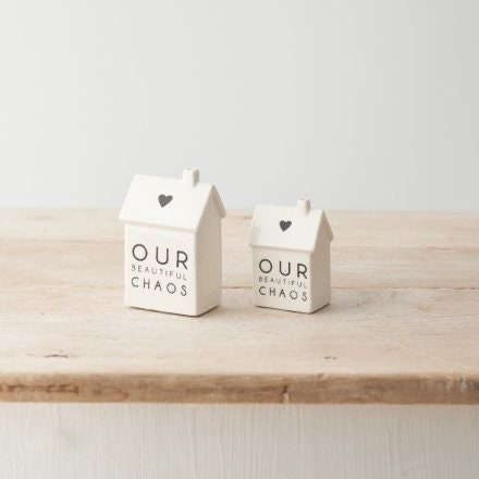 7cm 'Our Beautiful Chaos' Porcelain House - Quirky Decorative Accent for Home
